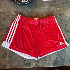 Adidas Women's Red and White Athletic Shorts